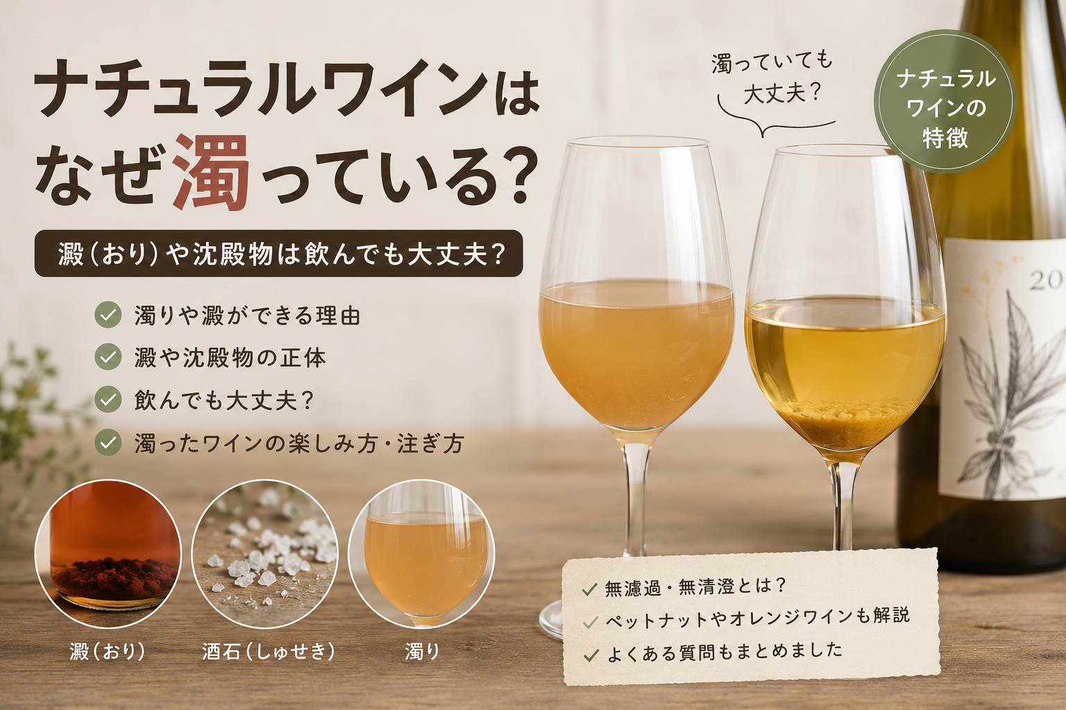 ナチュラルワインはなぜ濁っている?澱(おり)や沈殿物は飲んでも大丈夫?