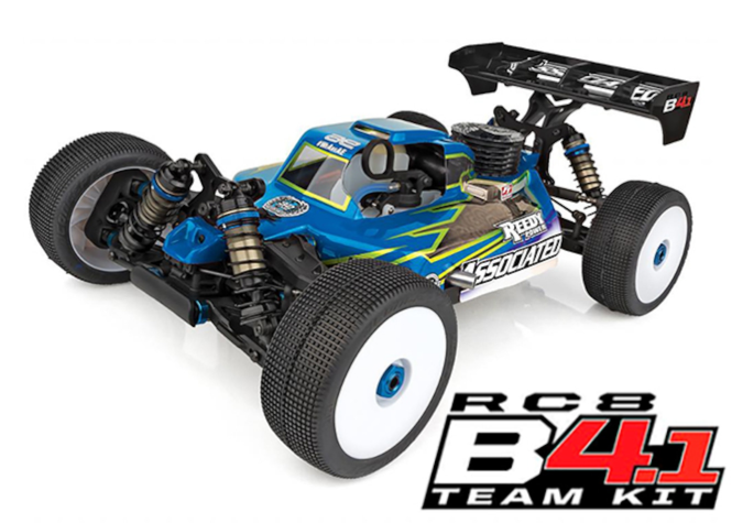 アソシのRC8B4.1 Team Kitです。1/8GPエンジンバギー