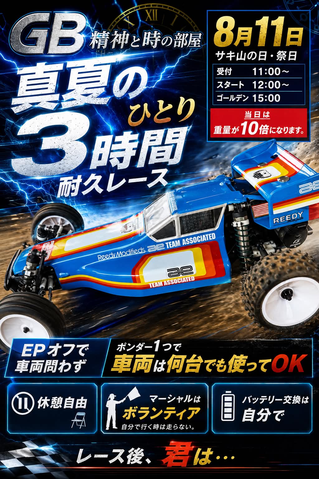 8月11日はGB精神と時の部屋!3時間1人耐久レース