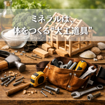 ミネラルは、体をつくる“大工道具”