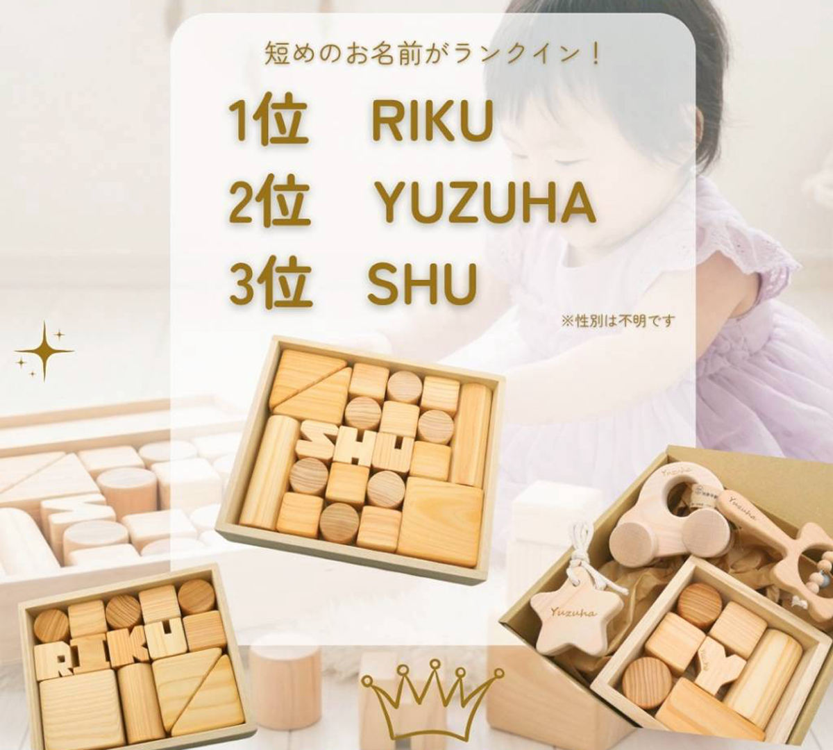 👑4月に人気だったおなまえランキングTop3
