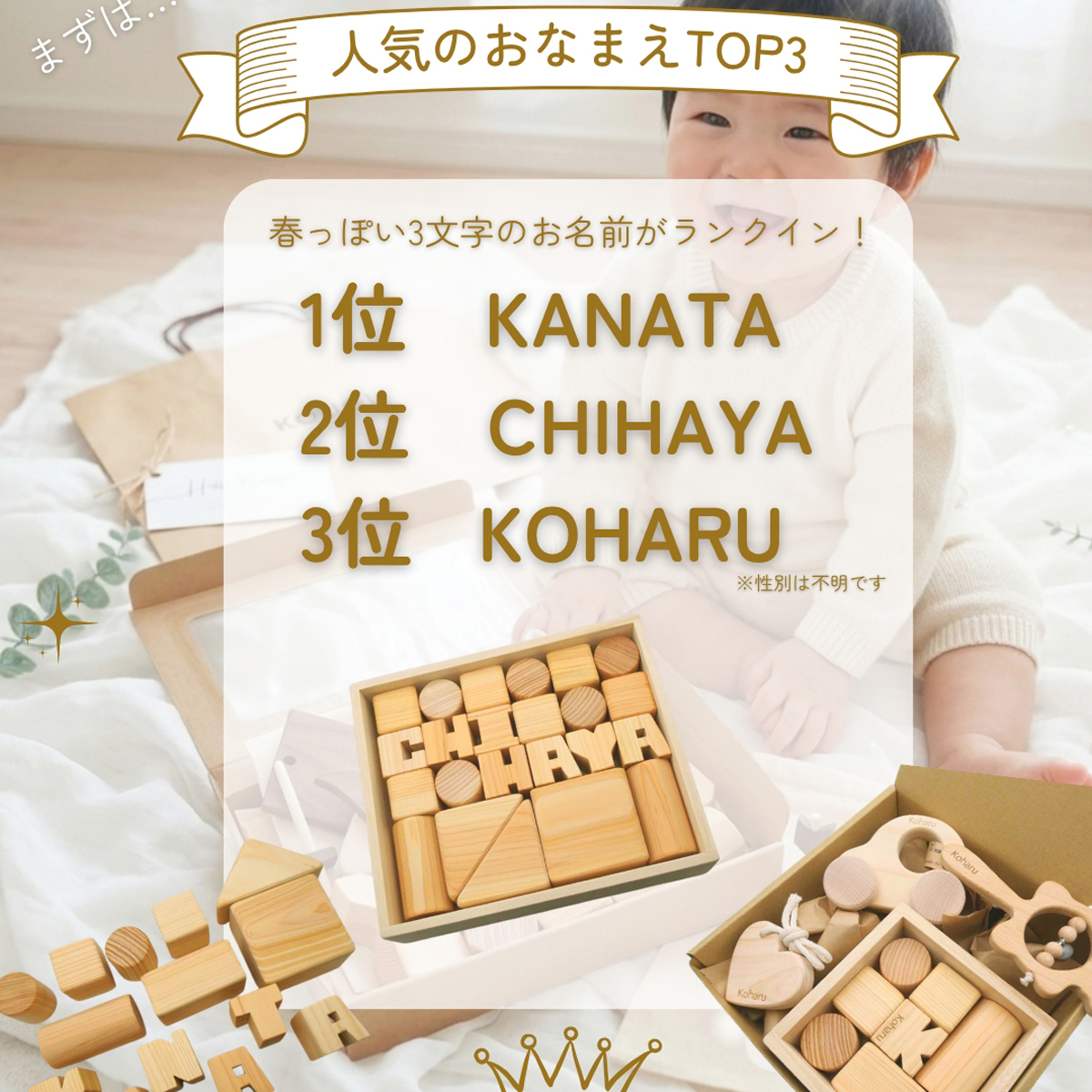 👑3月の人気おなまえランキングTop3