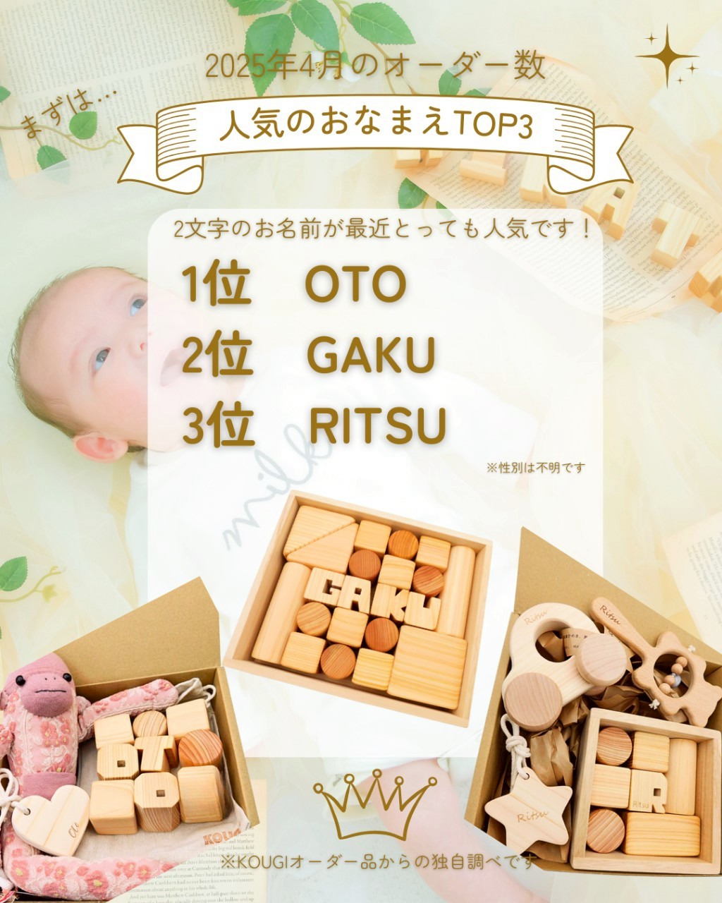 4月の人気おなまえランキングTop3