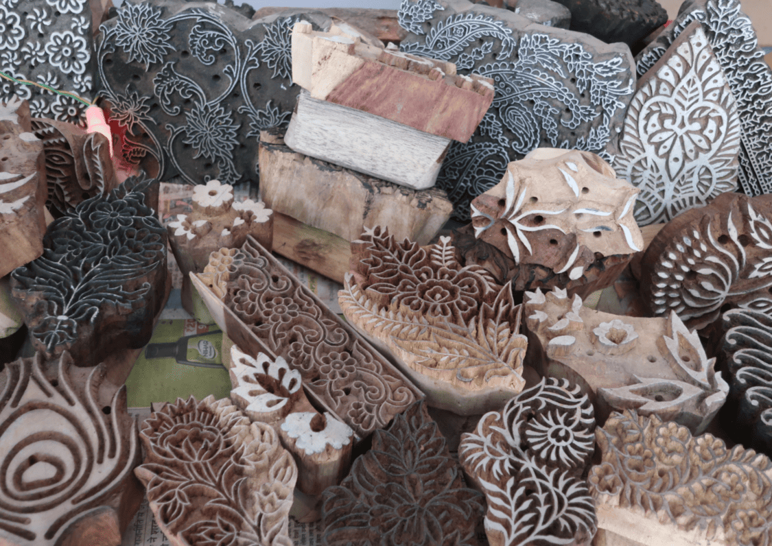 ブロックプリント 木彫りストリート