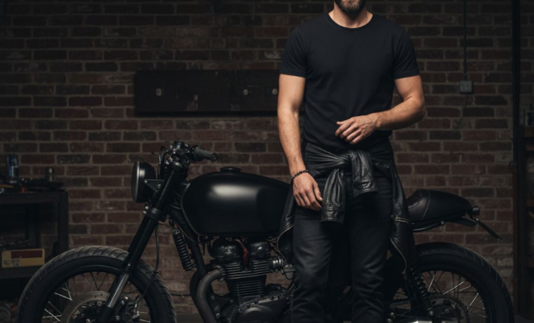 バイクファッションに合うシンプルアクセサリー|細身天然石ブレスレットで大人の魅力をプラス