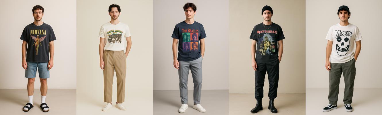 夏編🏖️メンズバンドTシャツの着こなしまとめ【写真付きジャンル別コーデ】