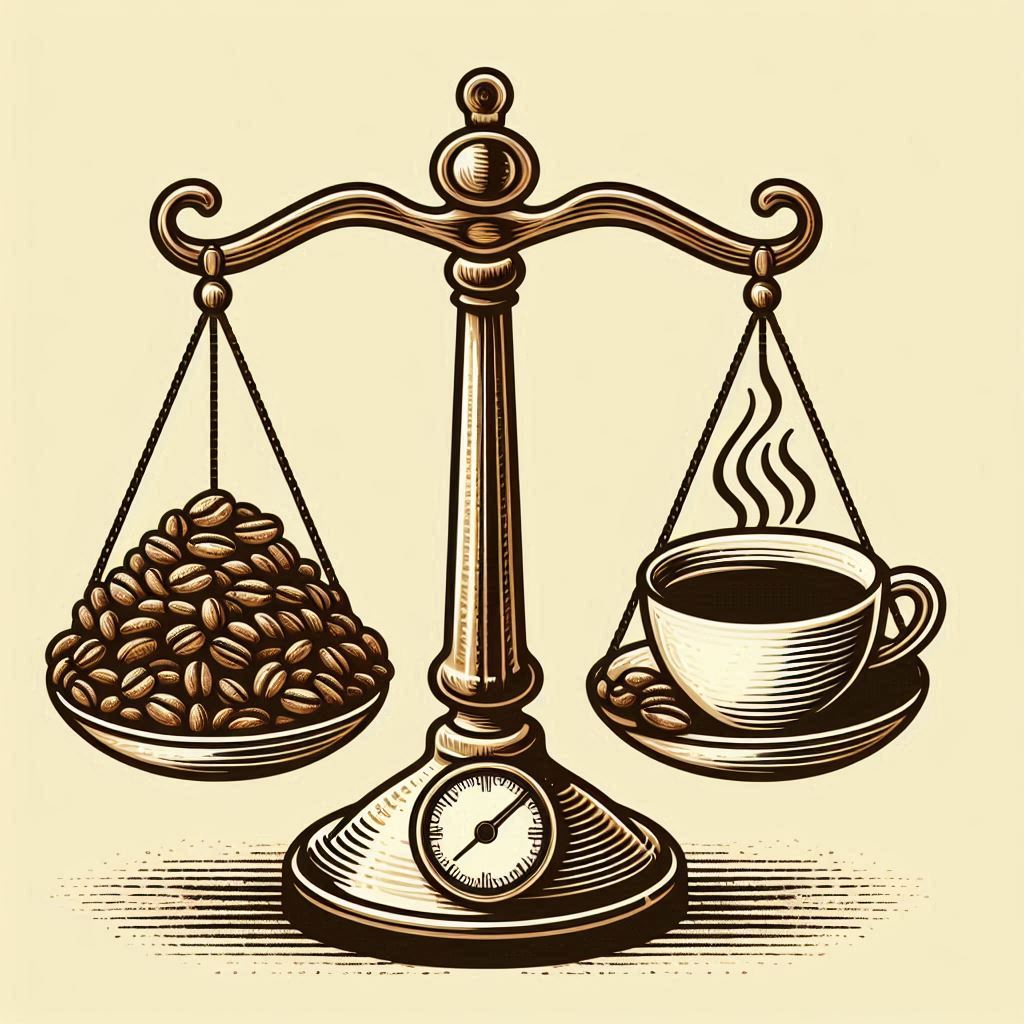 ブリューレシオ（コーヒー豆の量と湯量の比率）