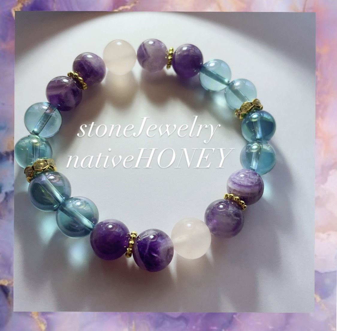 🩵💜新作🩵💜nativeHONEY【422】marbleDesign 天然石ブレスレット