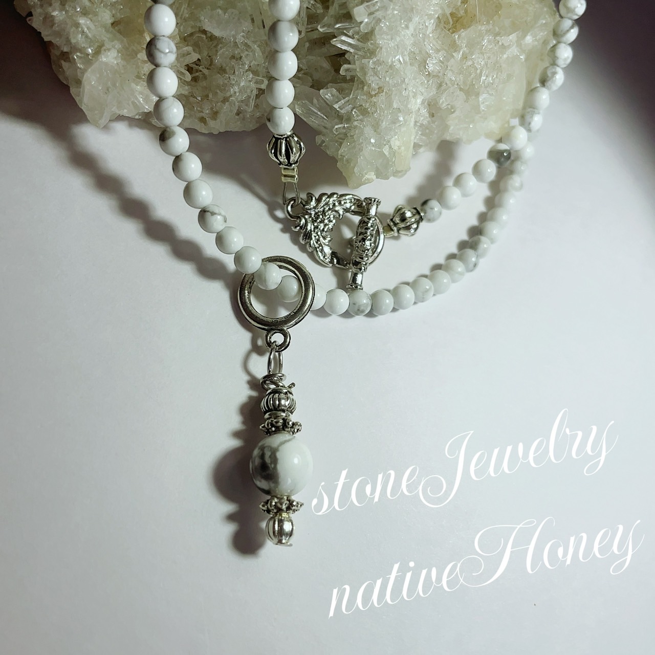 【お客様アイテム】nativeHONEY【410】HowliteNecklaceハウライトネックレス
