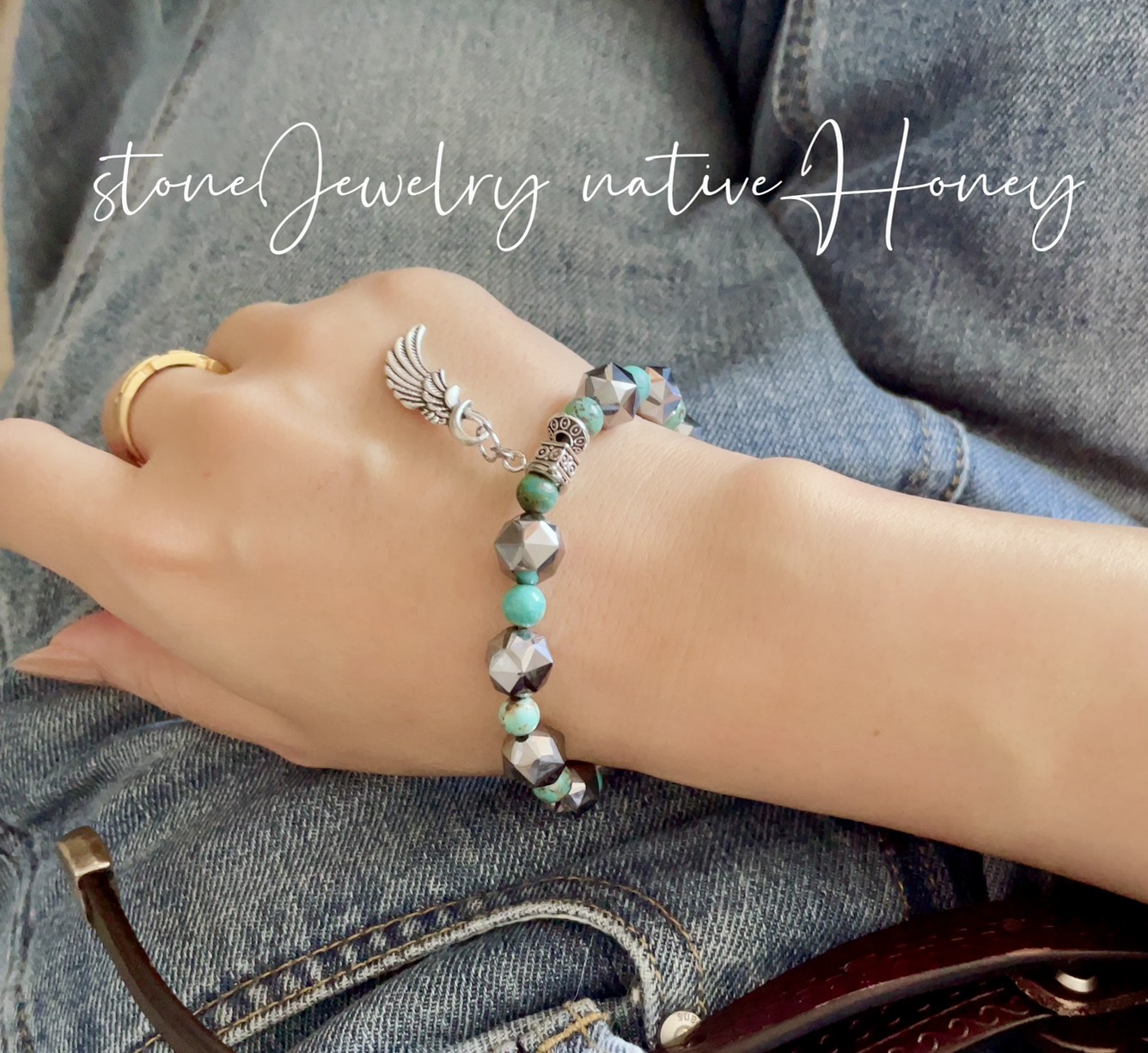 新入荷ナチュラルターコイズ【NH452】nativeDesignBracelet/天然石ブレスレット