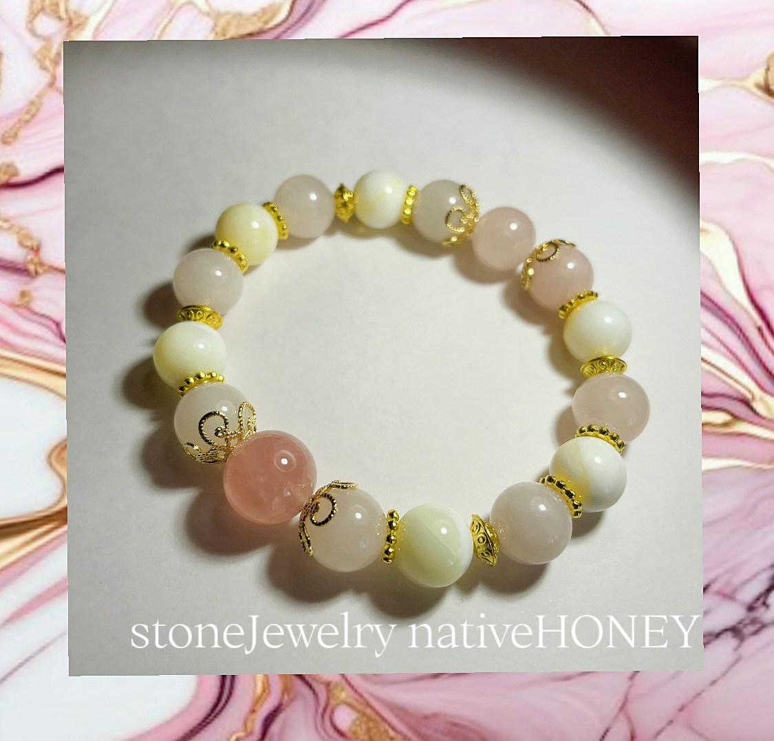 🩷新作🩷nativeHONEY【421】marbleDesign 天然石ブレスレット