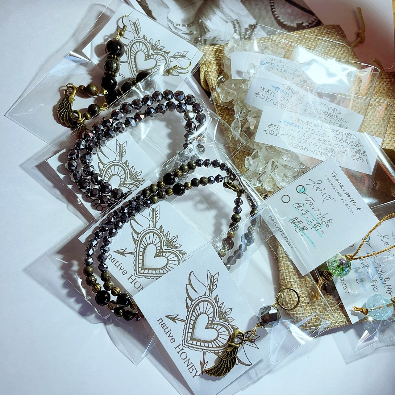 【お客様アイテム】ペアデザイン✨オーダーメイドブレスレット、ネックレス、ピアス