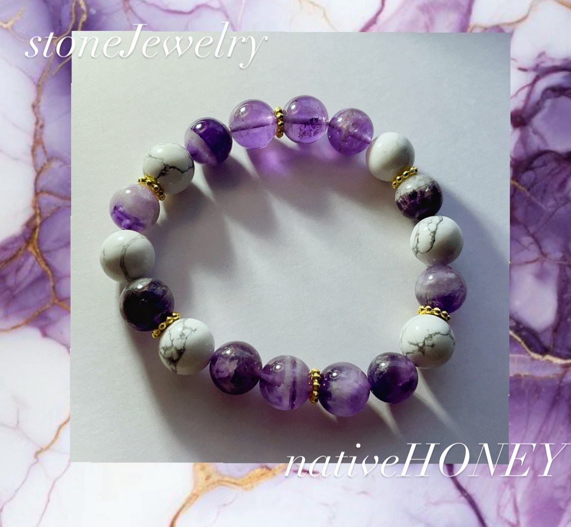💜新作💜nativeHONEY【420】marbleDesign 天然石ブレスレット