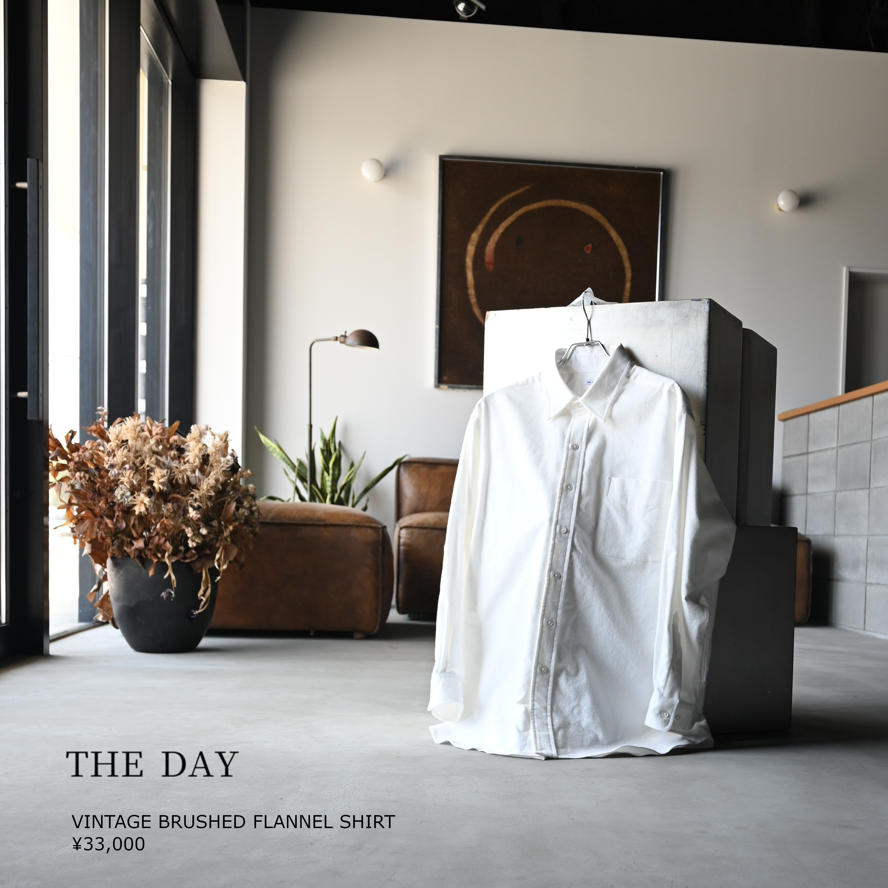THE DAY(ザデイ）秋冬新作 ドレス仕様の縫製が際立つフランネルレギュラーカラーシャツ