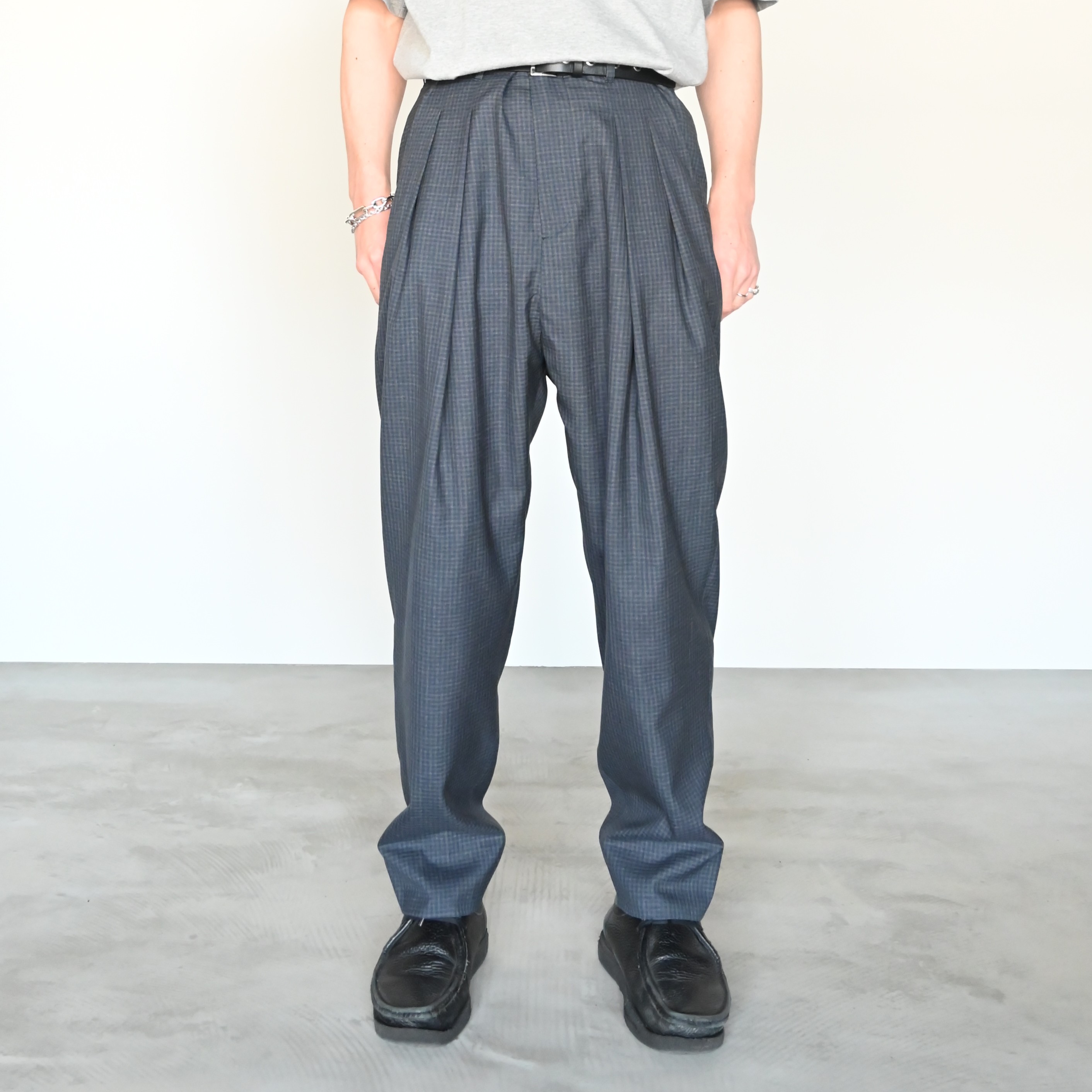 tangenet(タンジェネット) チェック柄スラックス、白を保つスペシャルTEE入荷