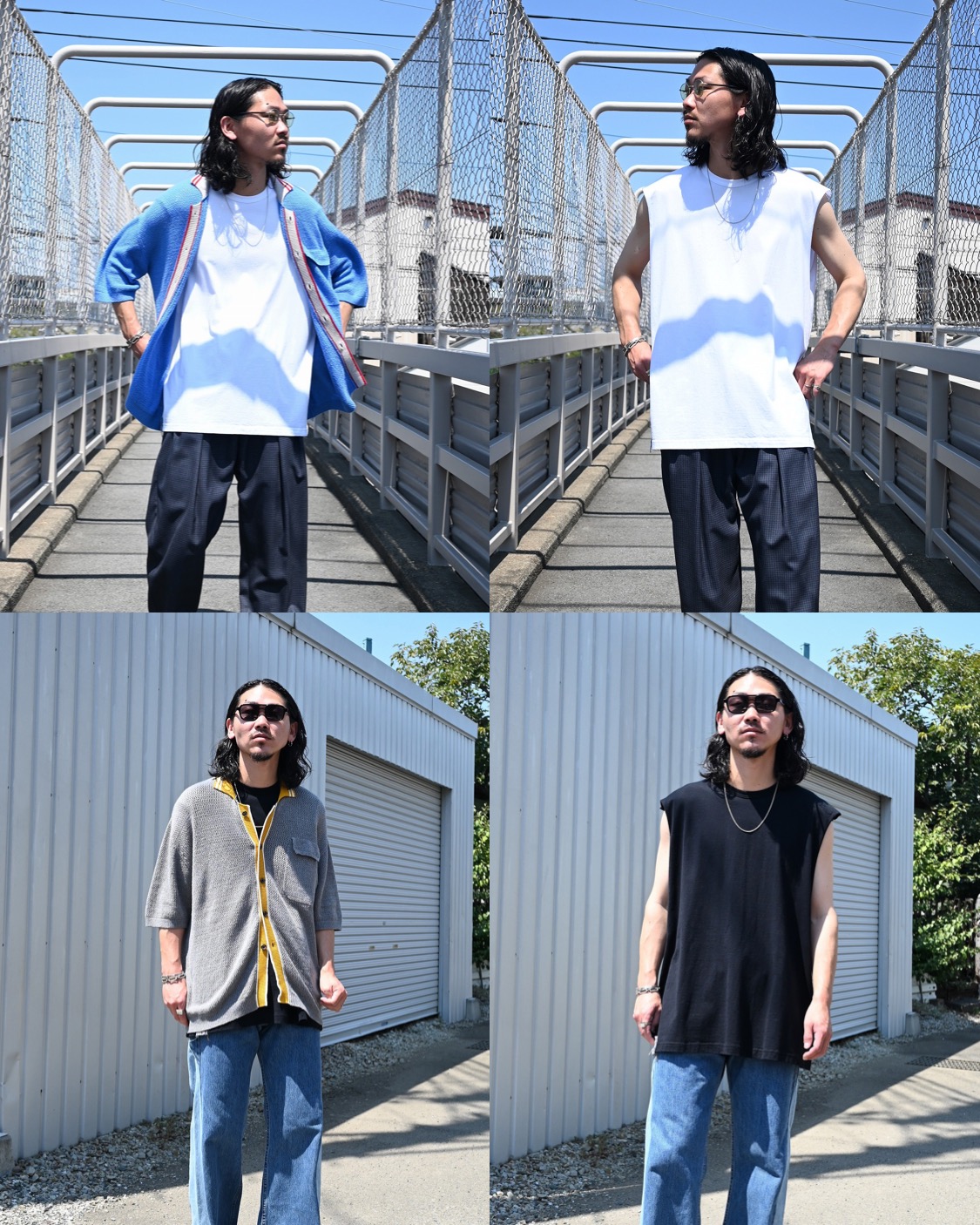 まだまだ活躍するメッシュニットポロカーディガンとトレンドのノースリーブタンクトップご紹介。