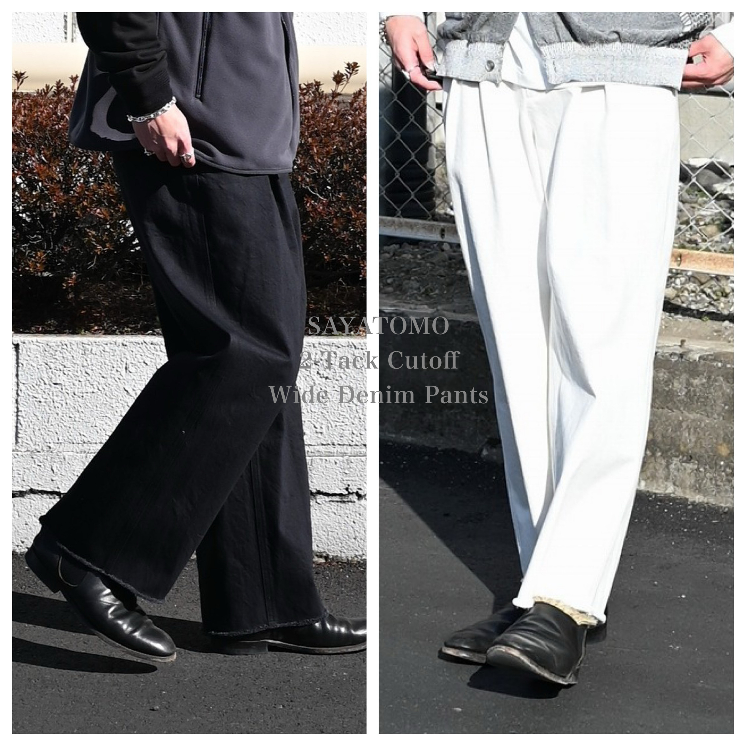 26SS ヤシキサヤトモの作る2-Tack Cutoff Wide Denim Pants