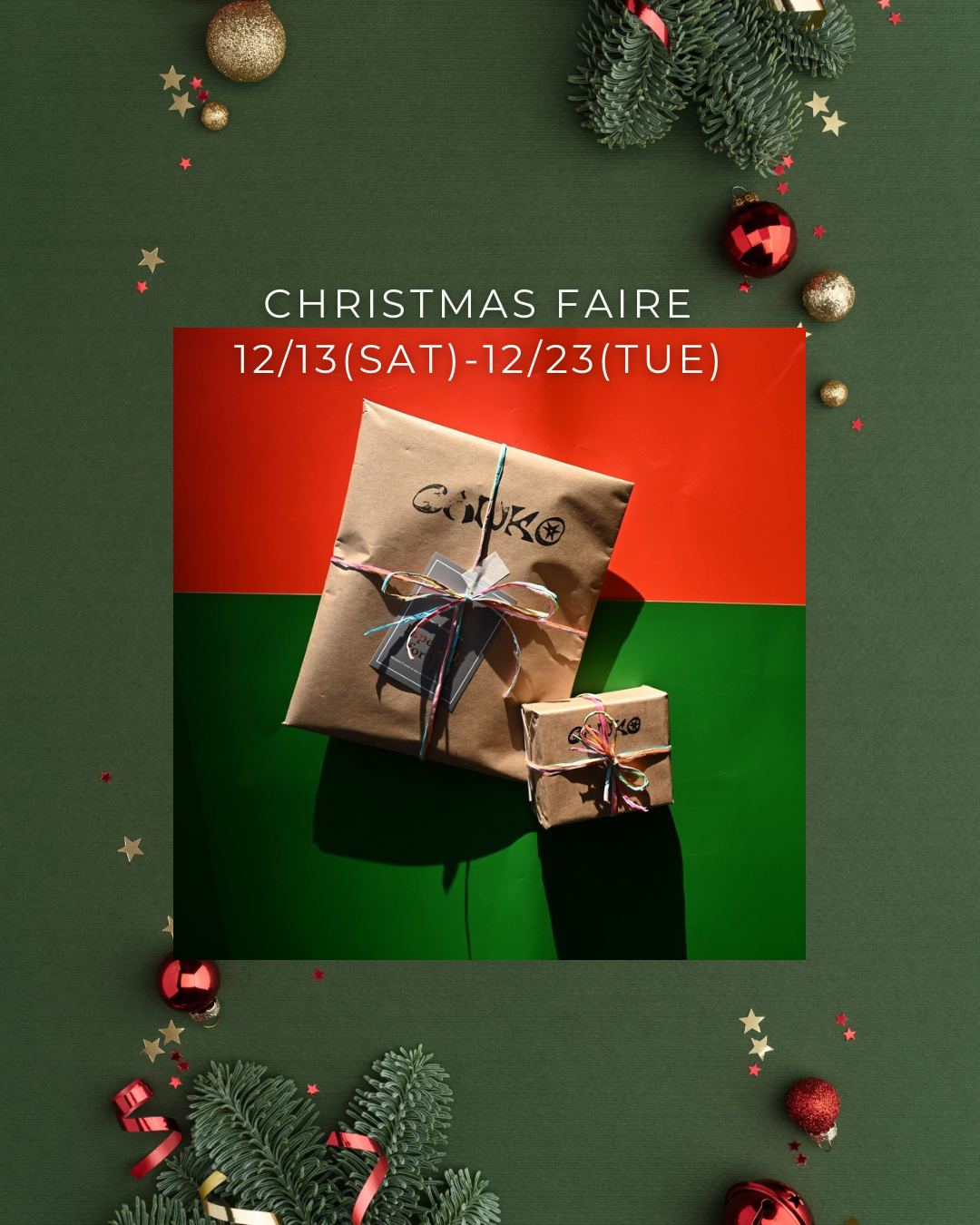 CHRISTMAS FAIRE開催のお知らせ