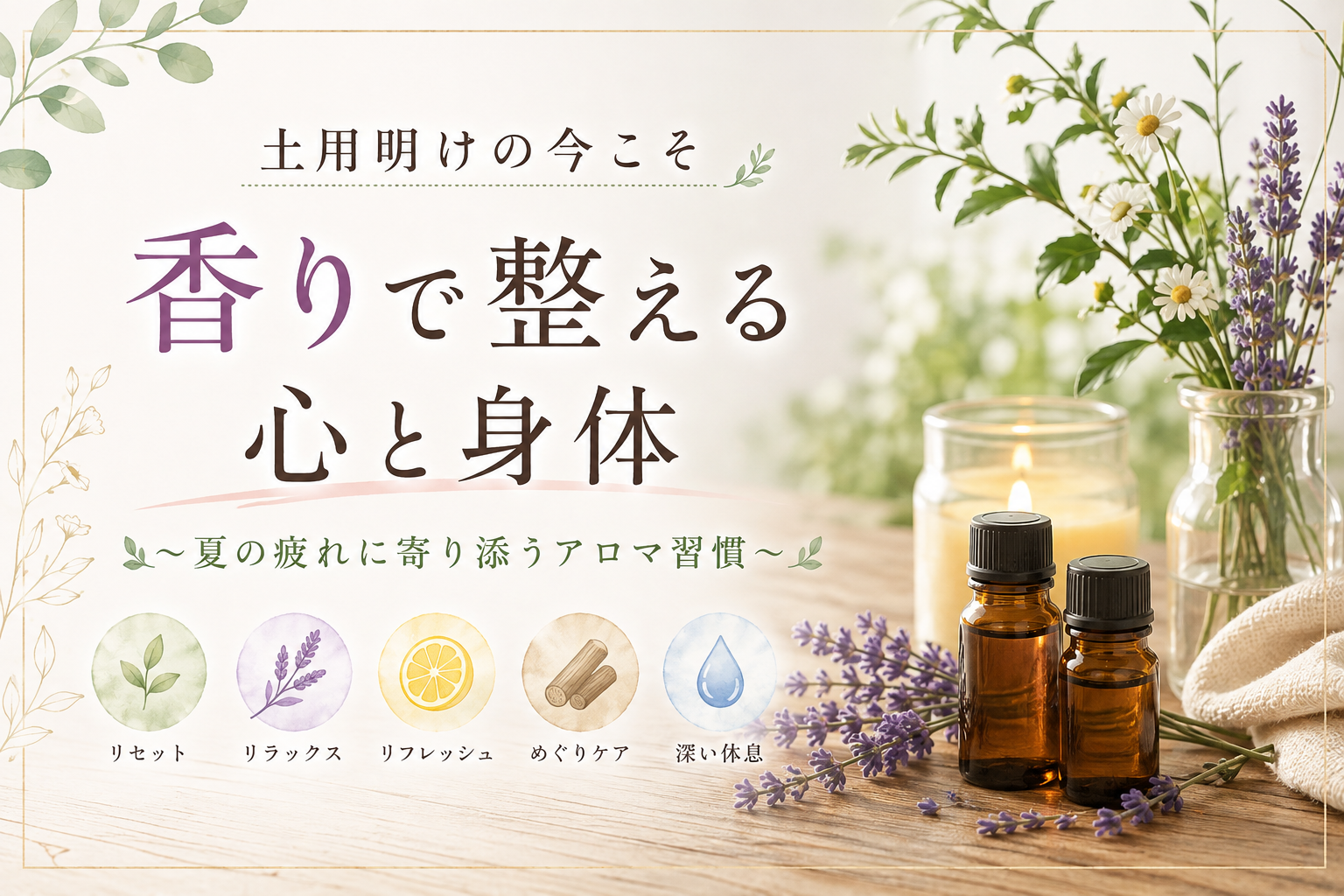 土用明けの今こそ。夏の疲れに寄り添うアロマ習慣