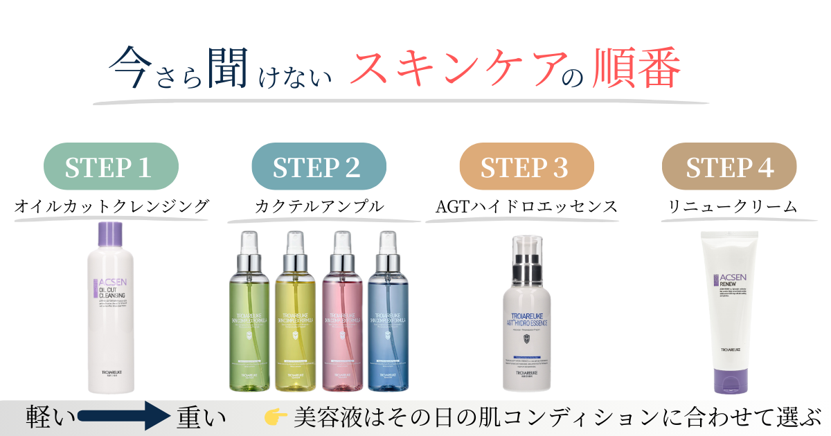 今さら聞けないスキンケアの順番→正しくスキンケア使えていますか?