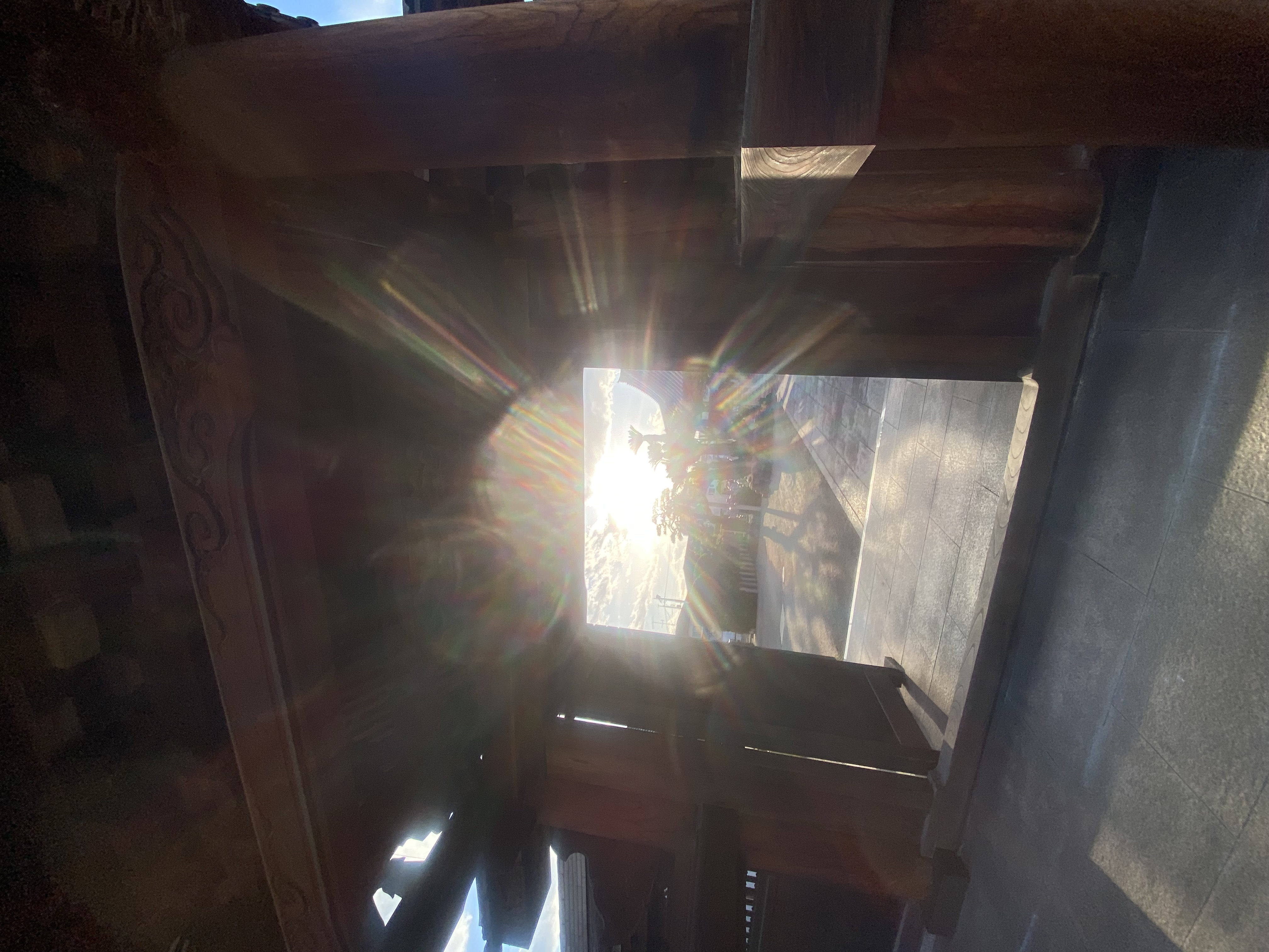 泉龍寺の門から見える光達