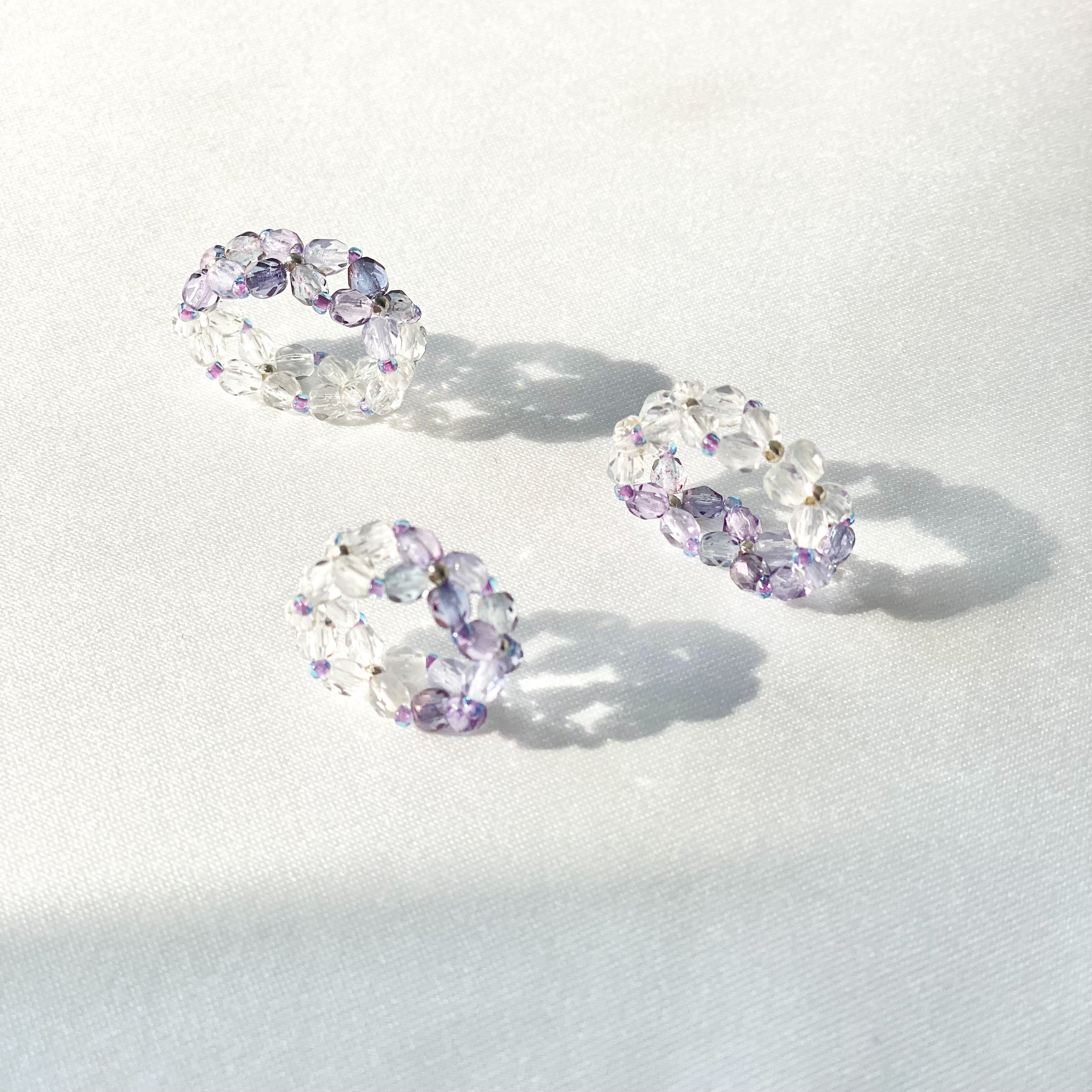 ぽつぽつ、きらり。  雨音と紫陽花のビーズアクセサリー