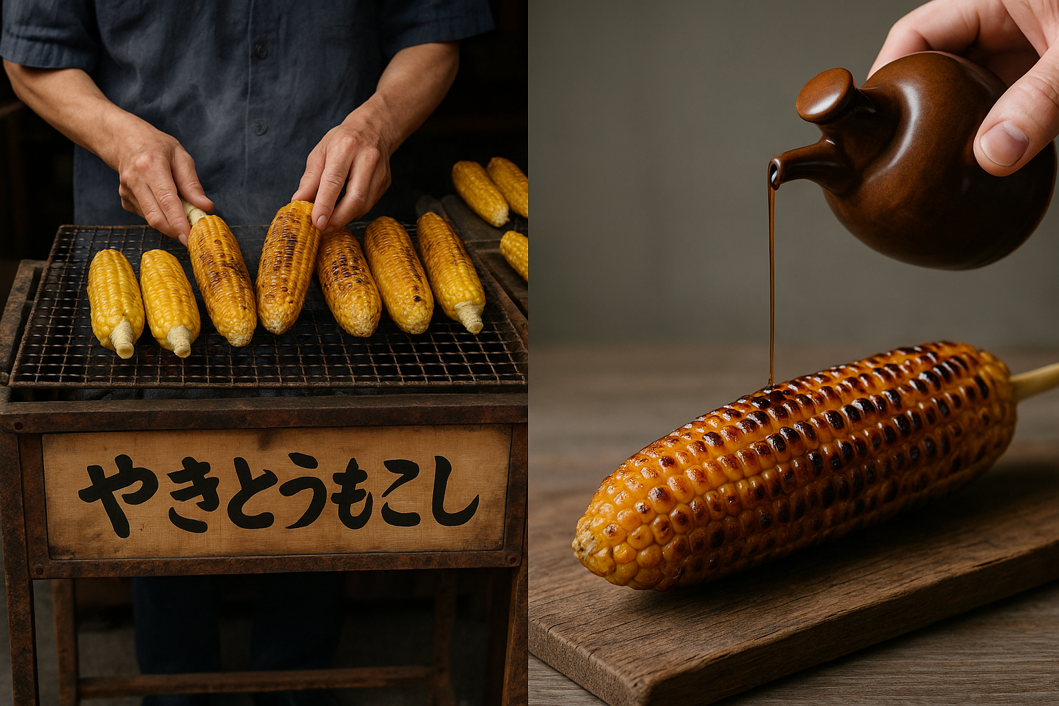 昔ながらの焼きとうもろこしの作り方