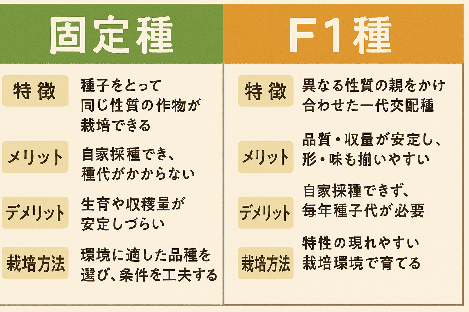 固定種とF1種の違いについて（特徴・メリット・デメリット・栽培方法）