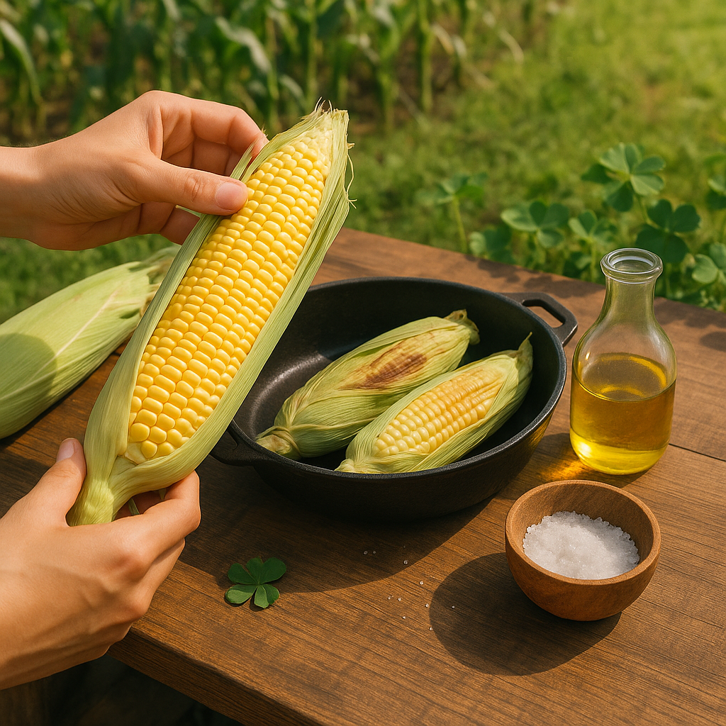 🌽羽のおと農園のとうもろこしレシピ「皮ごと焼きとうもろこし 〜天然塩仕立て〜」