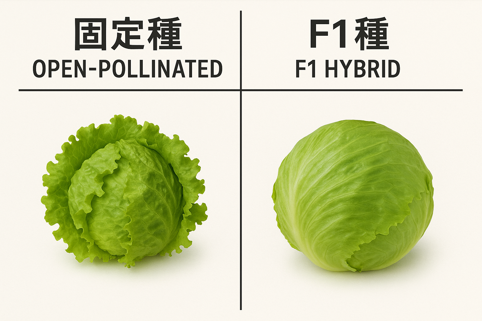固定種 と F1種（雑種第一代） の比較表