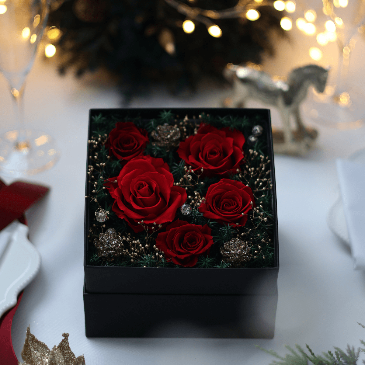 クリスマスギフトにおすすめ！プリザーブドフラワーのボックスアレンジ
