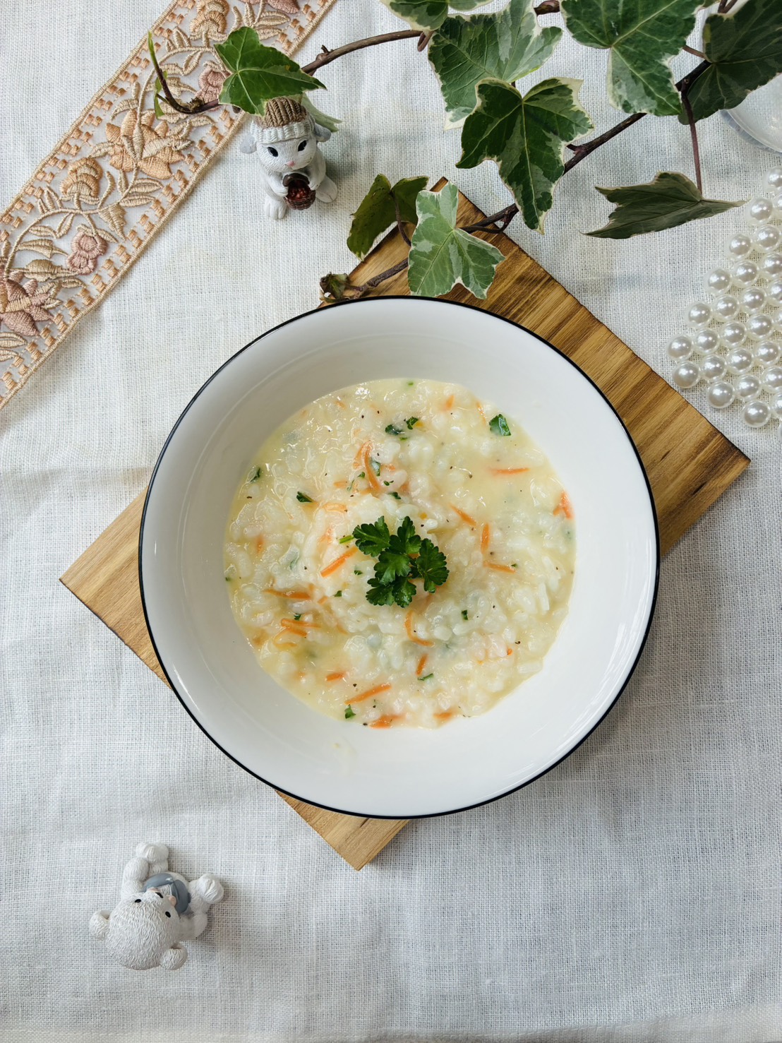 イタリアンパセリで作る洋風ハーブ粥🌿