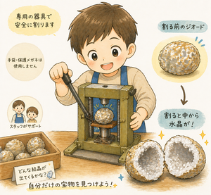 石の中をのぞいてみよう！ モロッコ産天然石「ジオード割り体験」