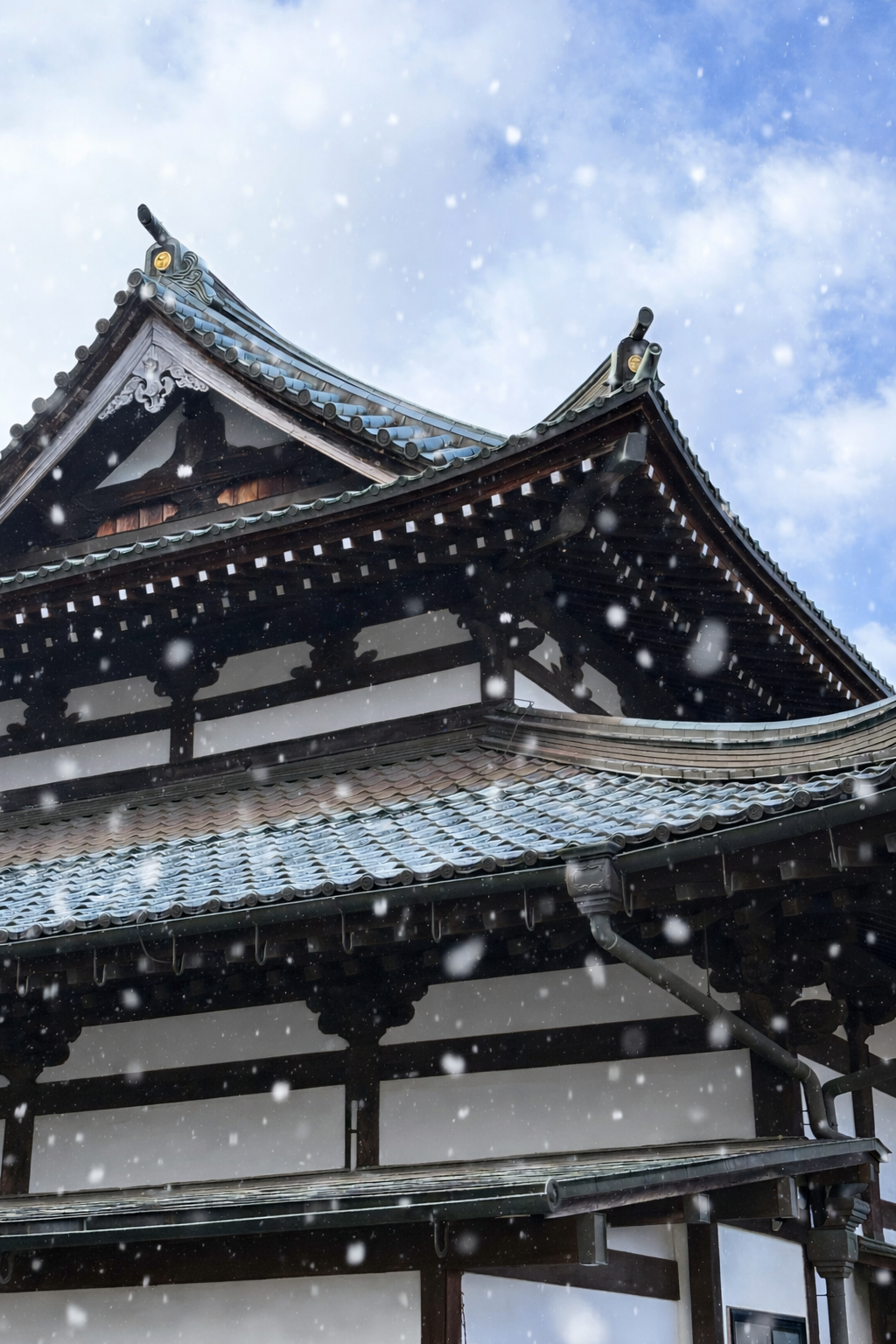 温泉街の雪景色
