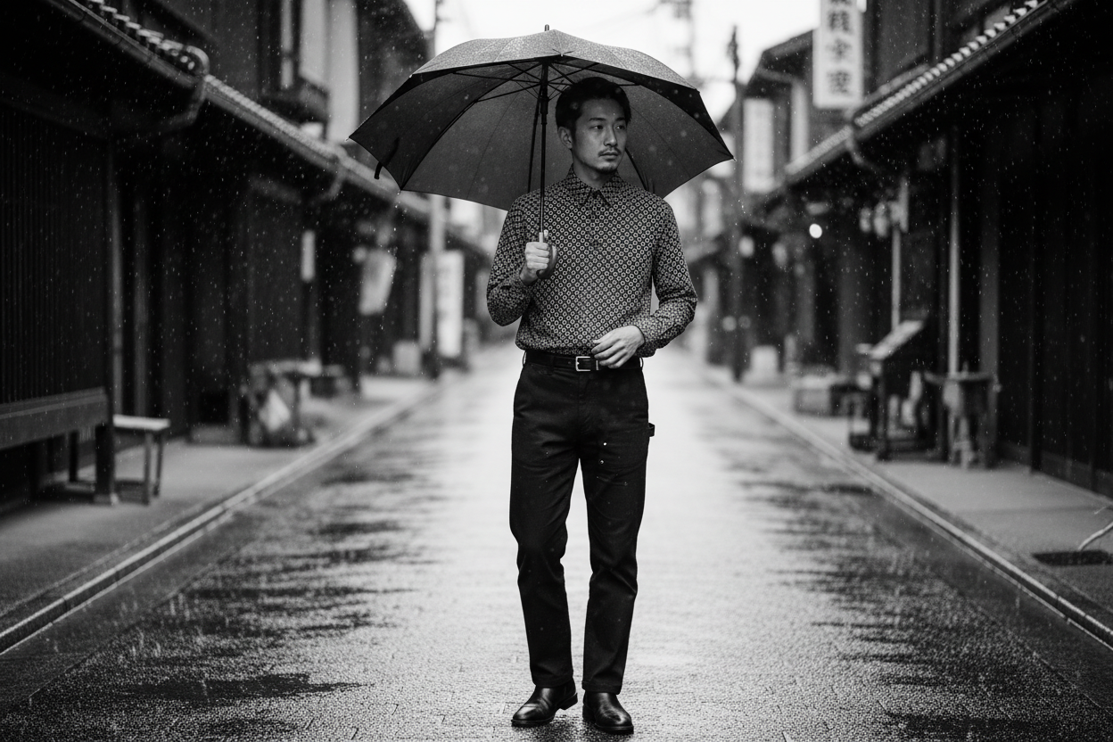 【まとめ】梅雨の雨の日コーデは黒パンツと長袖シャツで整える|汚れ・寒さ対策の古着スタイル