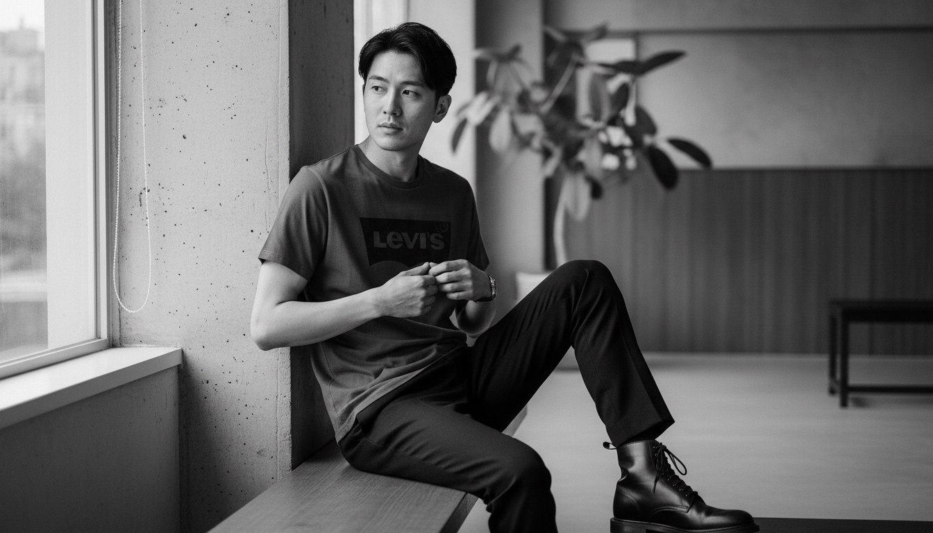 【商品紹介】古着で作るモード系スタイル|白・グレーのTシャツ・シャツと黒パンツ