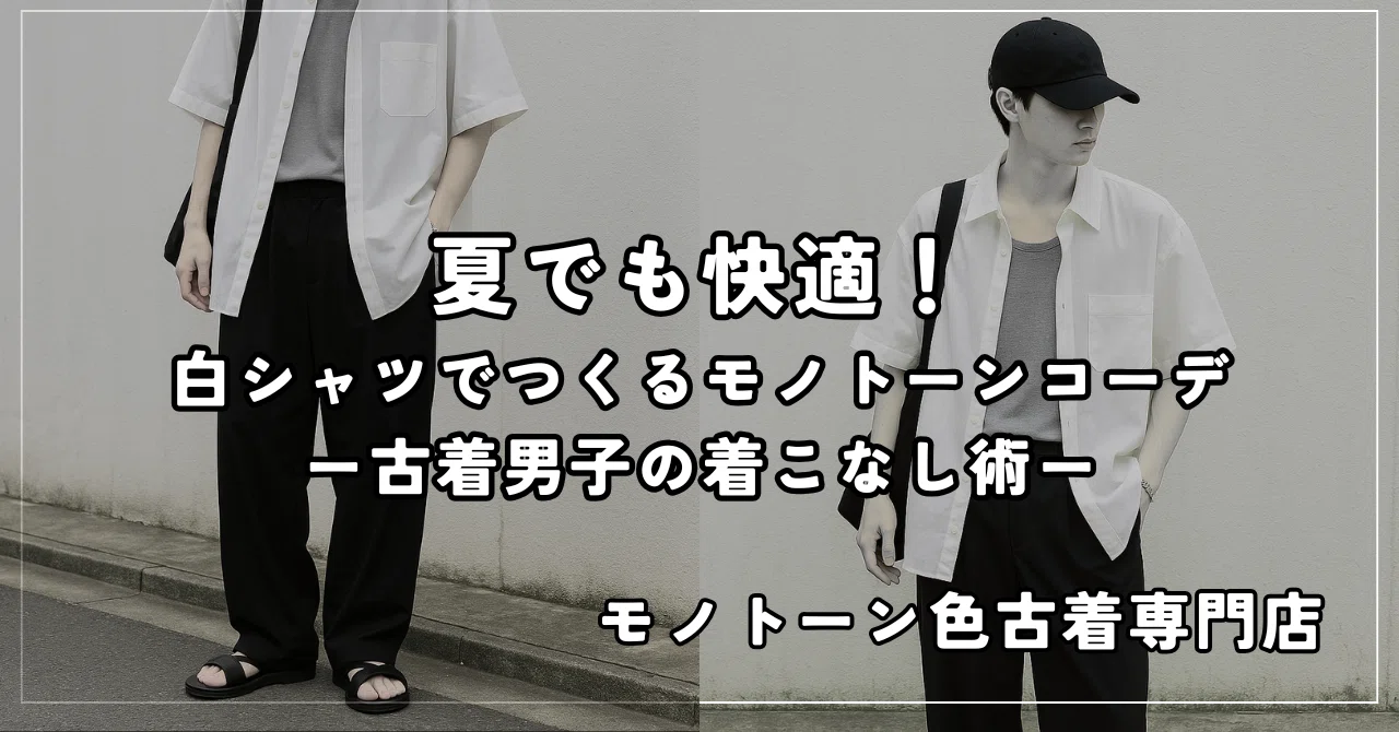 夏でも快適!白シャツでつくるモノトーンコーデ|古着男子の着こなし術