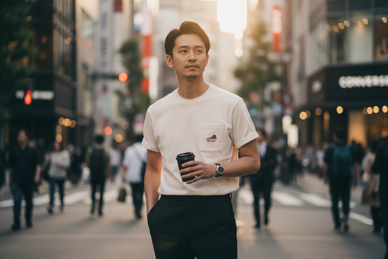 【コーデ紹介】古着で作る夏のモード系コーデ|黒パンツで整える大人のモノトーン