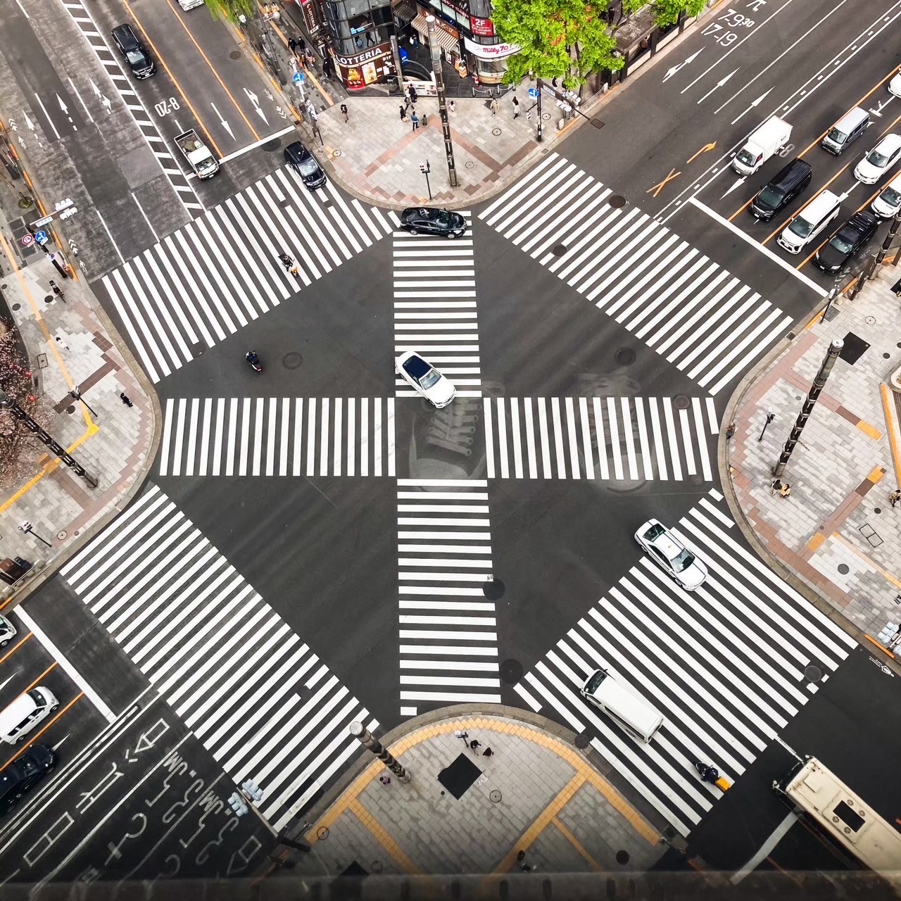 『上から見た交差点は、ちょっとだけミニチュアだった。』