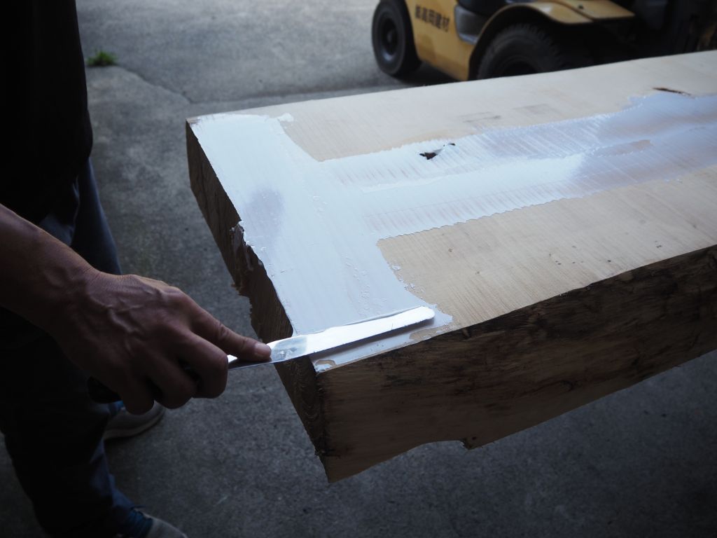 ぎんなんの木　ボンド塗り