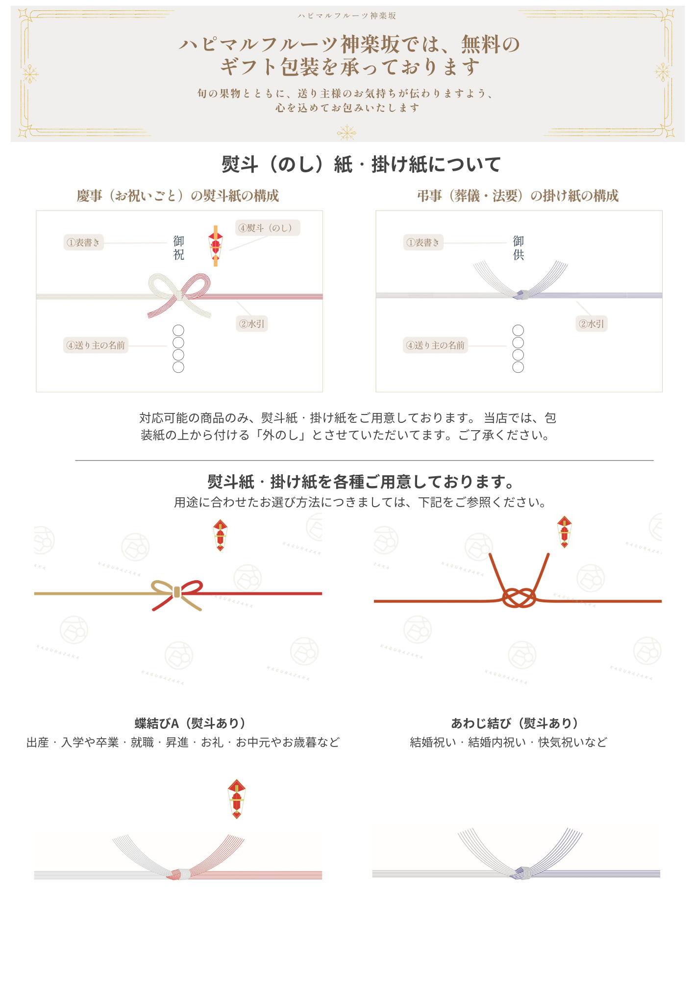 熨斗・ギフトカードのご案内