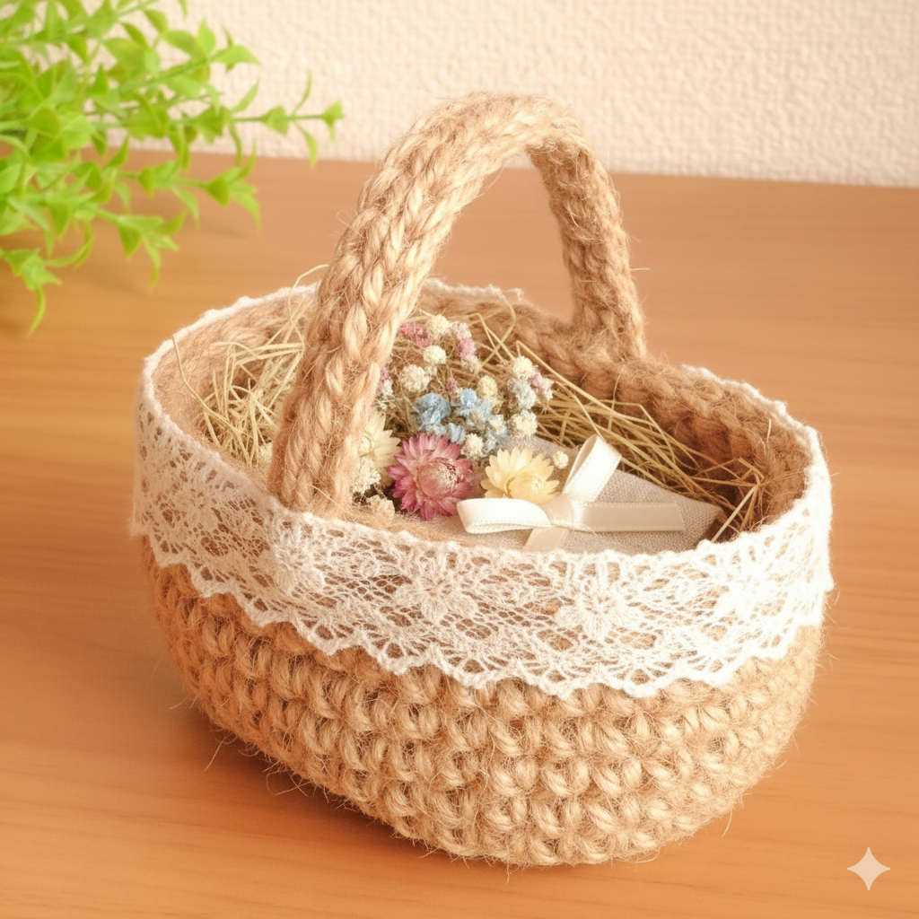 リングピローから始まった、麻紐かごの物語