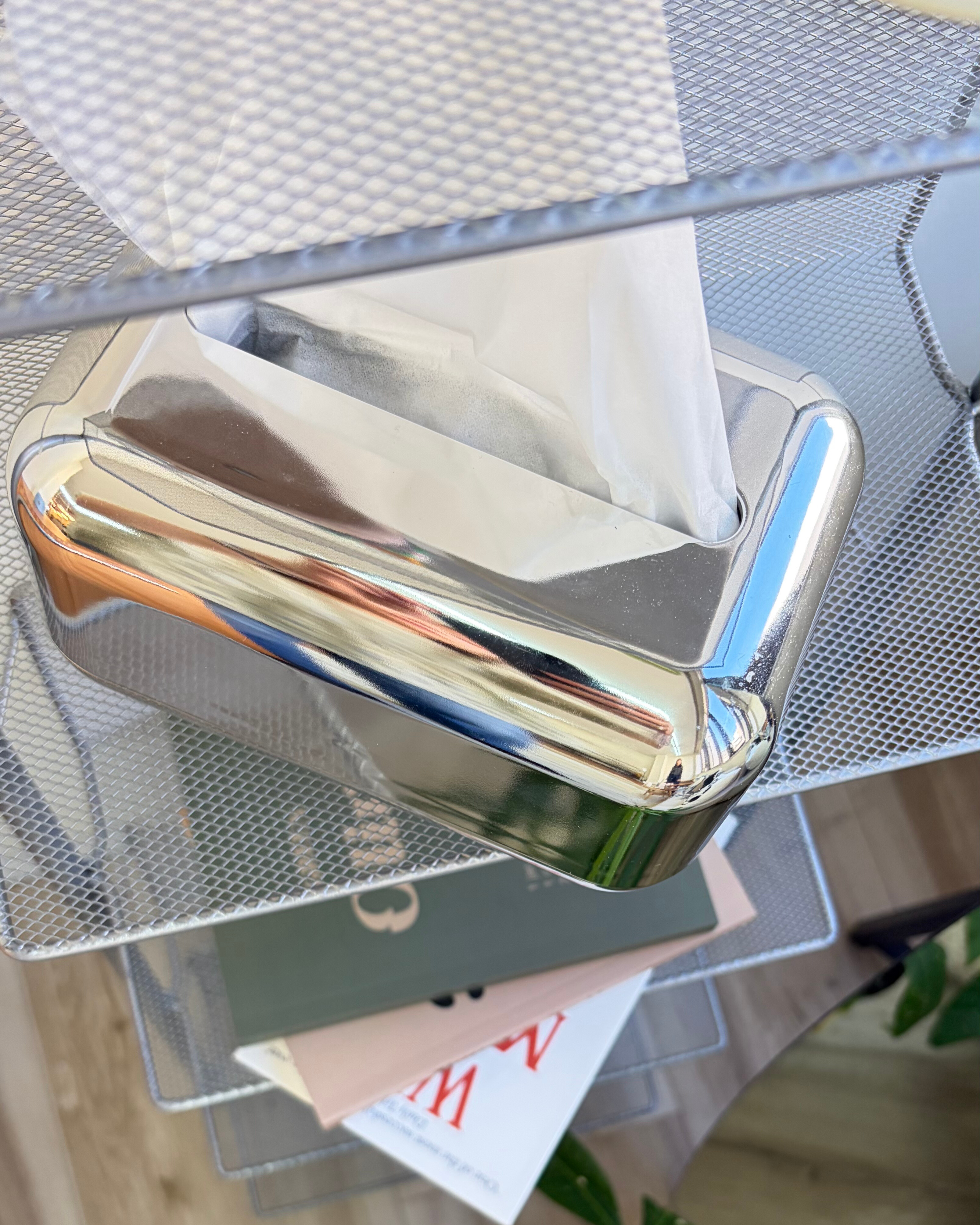 【ミラーシルバーティッシュケース】置くだけでスタイリッシュなインテリアに💎