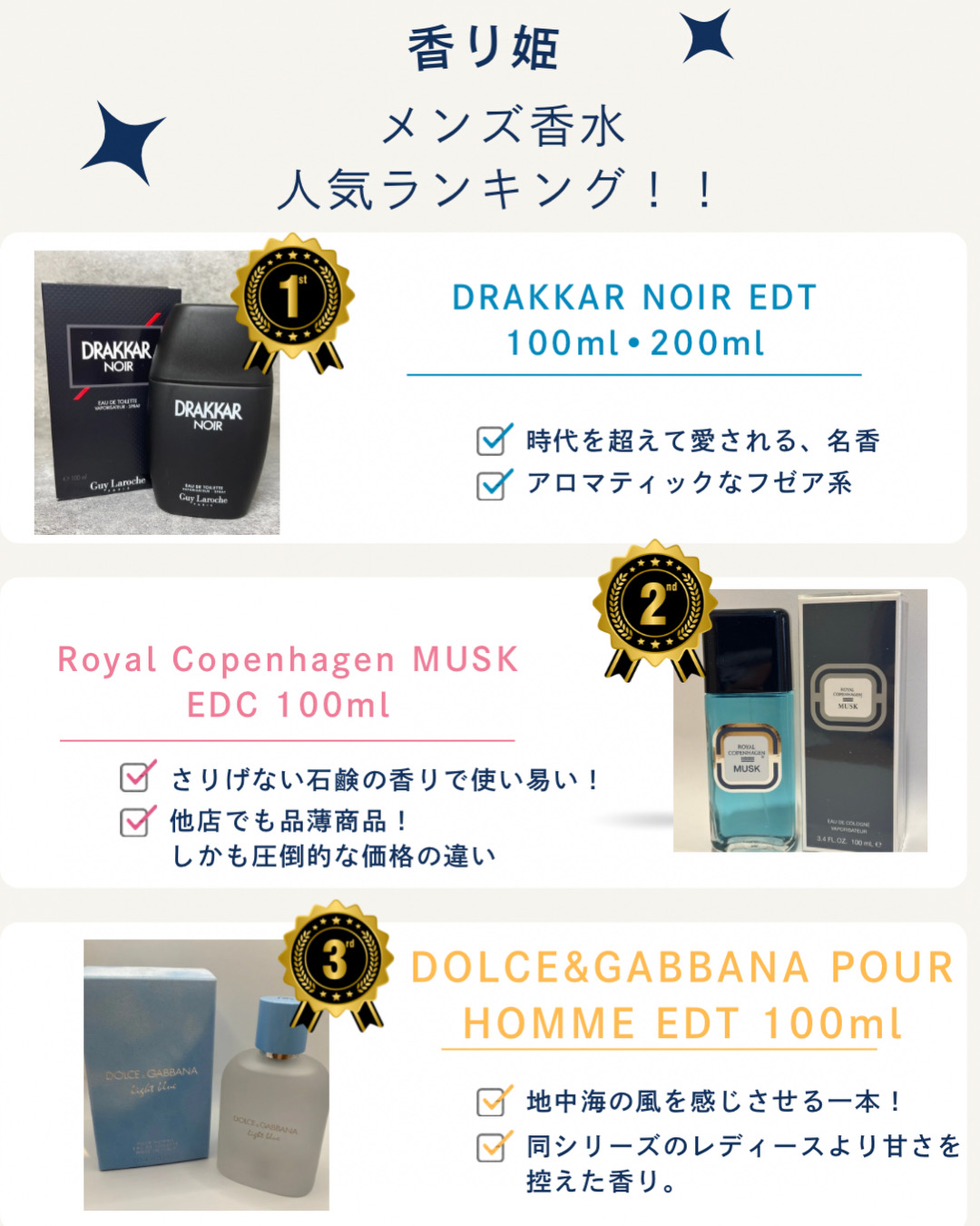 メンズ香水　人気ランキング‼️