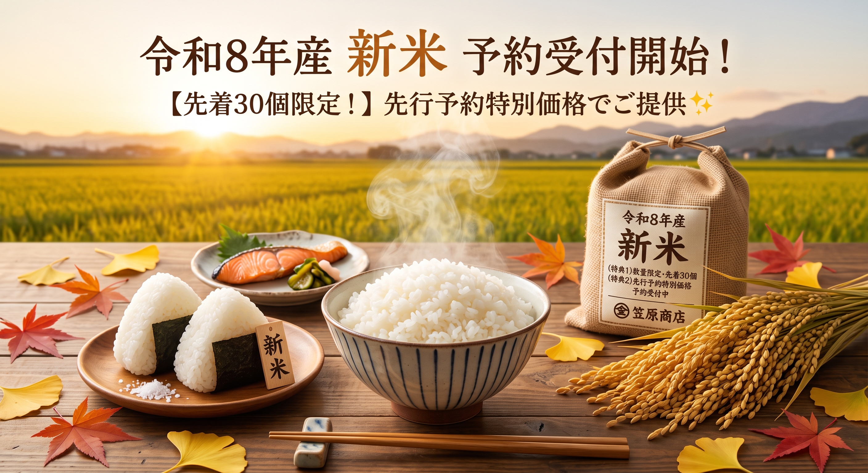 【令和8年産】新米の予約受付をスタートしました!