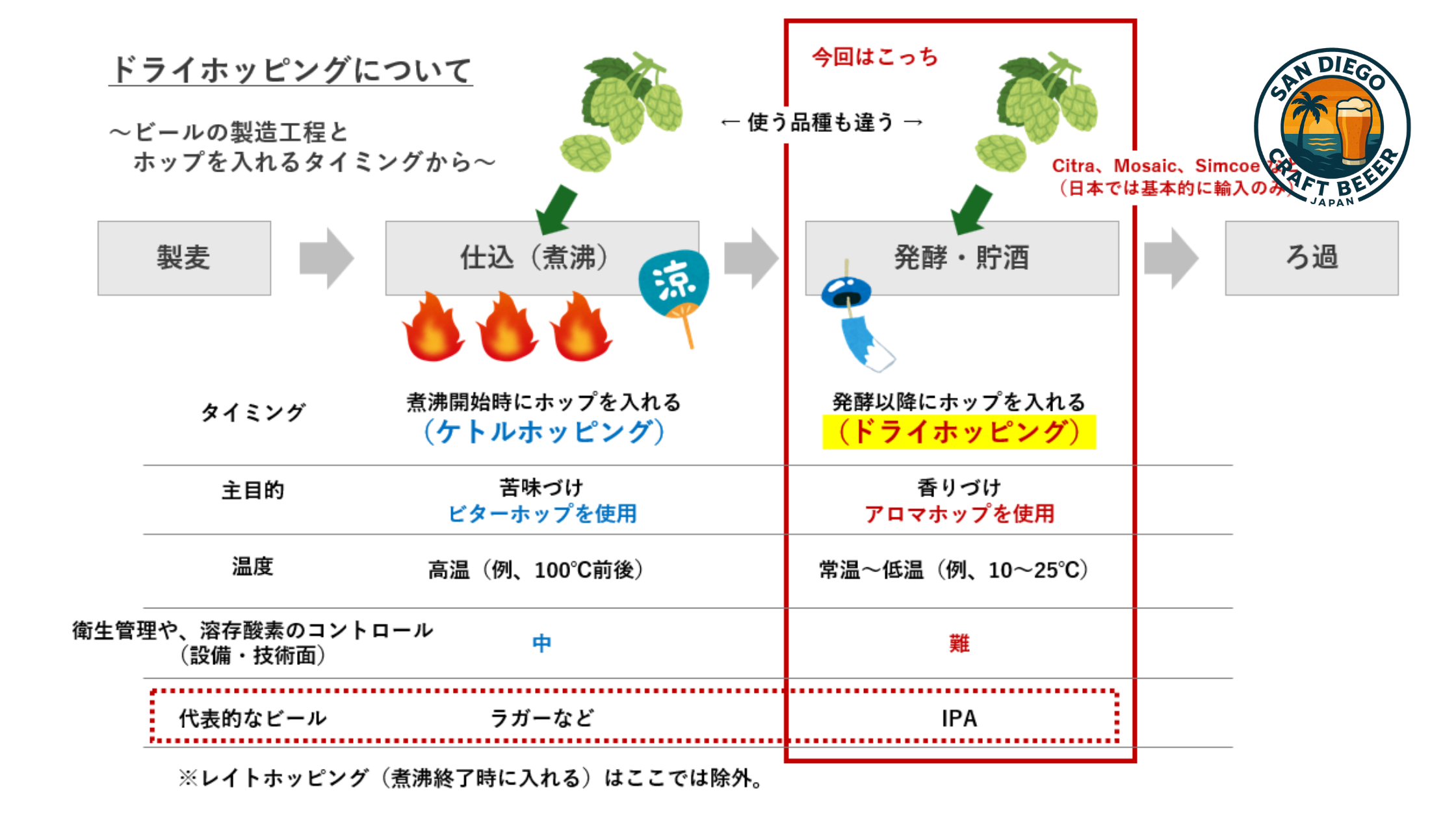 ドライホッピングについて ～ビールの製造工程と、ホップを入れるタイミングから～