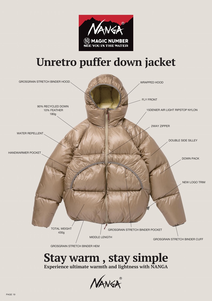 MAGIC NUMBER x NANGA : UNRETRO PUFFER DOWN JK