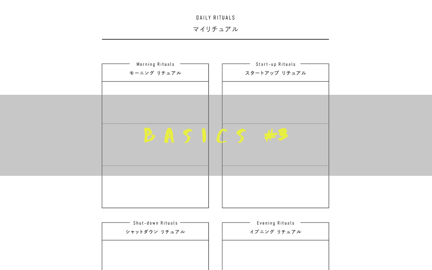 BASICS | 基本#３ リチュアルの決め方
