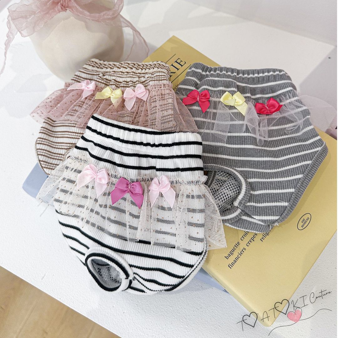 【ペット用サニタリーパンツ】可愛いリボン＆レース付き♡おしゃれで快適な犬用パンツ登場！