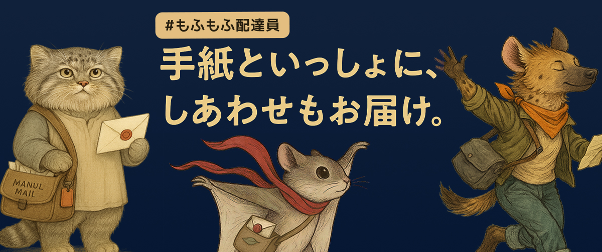 手紙といっしょに、しあわせもお届け。もふもふ配達員Tシャツ